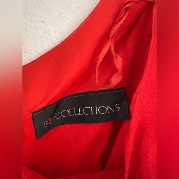 BB Collection off shoulder short sleeve red sequin detail belted dress size S - Picture 6 of 10